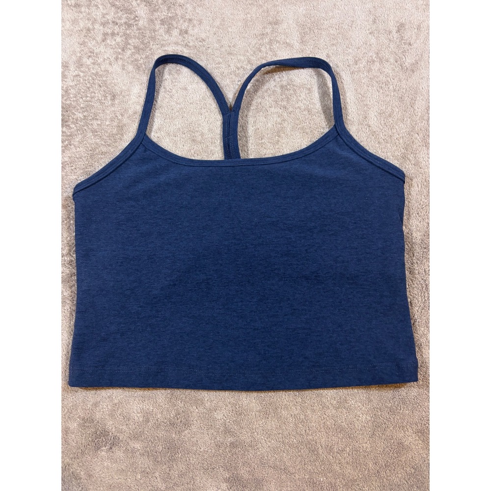 Beyond Yoga Spacedye Slim Racerback Cropped Tank Navy Blue Medium